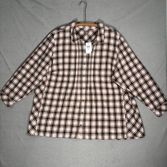 NWT J Jill Women’s Plus Size 4X Black Flata Plaid Top Boho Cottagecore MSRP $90 - Picture 1 of 16